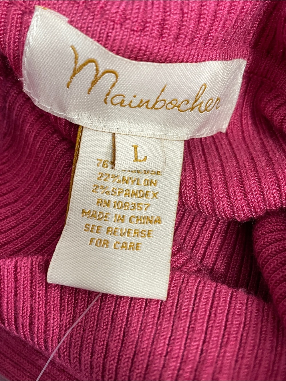 Mainbocher Slim Ribbed Turtleneck Sweater in Raspberry Pink - Picture 5 of 6